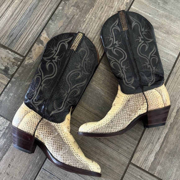 J. Chisholm Snakeskin Cowboy Boots, snake skin and Brown Leather Shaft size 7 - Picture 11 of 13